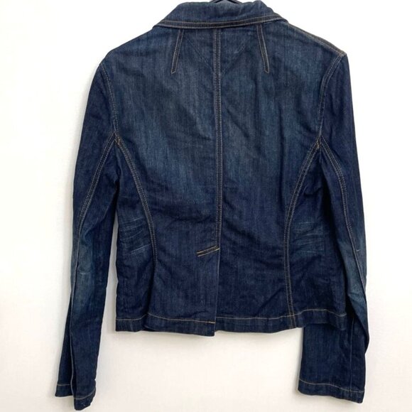 Tommy Hilfiger Blue Denim Jean Jacket Women's Sz M Studs on Pockets Cropped - Picture 4 of 6